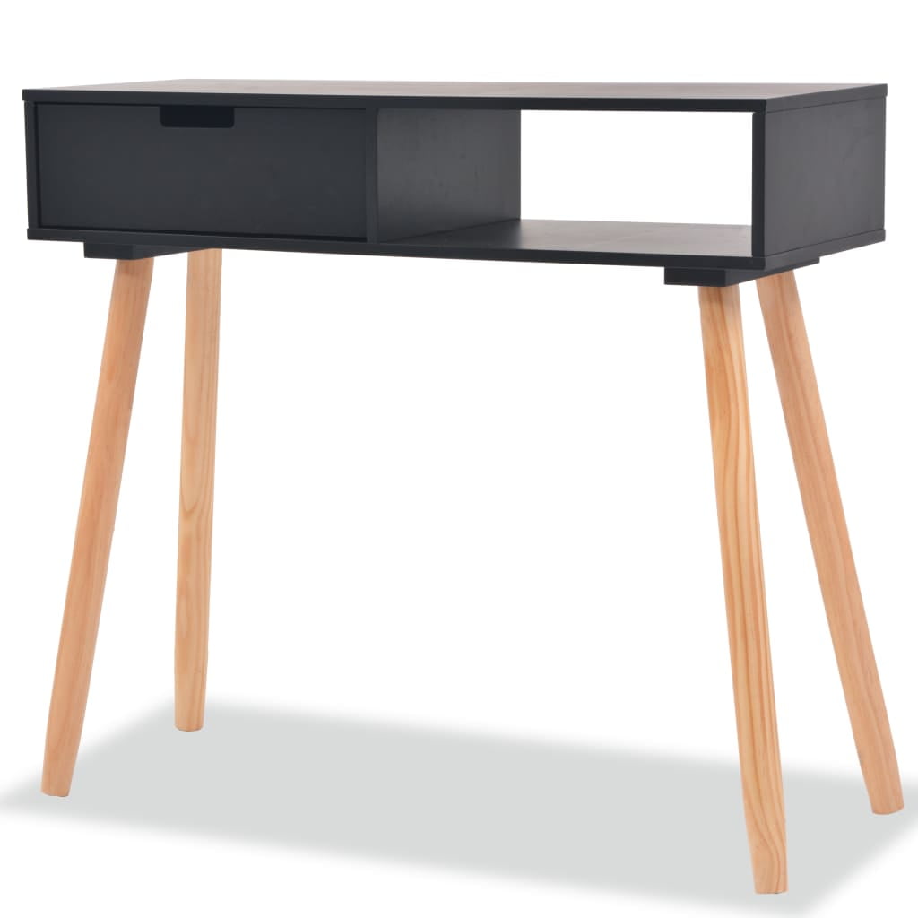Kepooman Solid Pinewood Side End Tables for Home Office, Black Kepooman Solid Pinewood Side End Tables for Home Office, Black