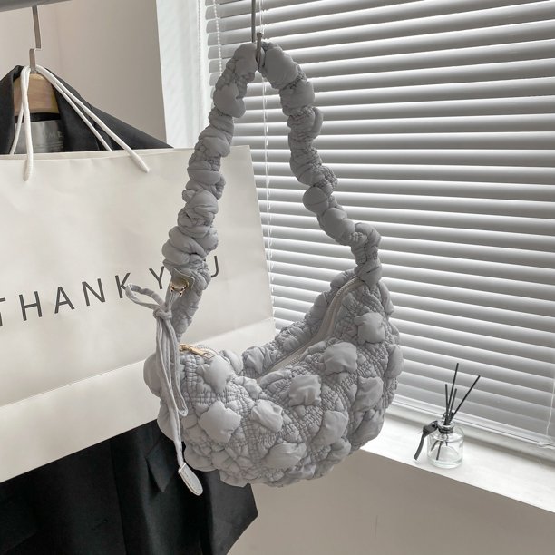 Bolso de mujer, bolso estilo dumpling, informal, de gran capacidad, bandolera tipo puff, bolso tipo nube plisado a juego