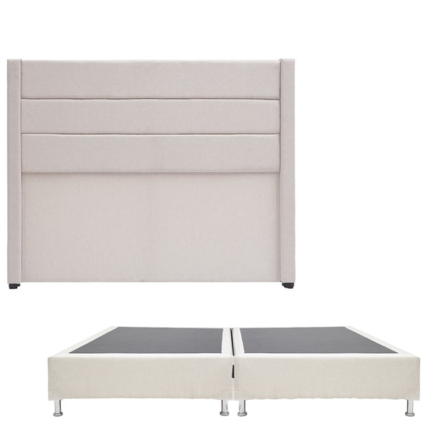 Box Base Cama King Size + Cabecera Lugo Beige Dicasa Dolum