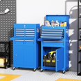 thumbnail image 2 of SUNCROWN 5-Drawer Rolling Tool Chest, Storage Cabinet with Detachable Top Tool Box, Tool Chest with Universal Lockable Wheels, Metal Tool Cart for, Workshop, Barbershop（Blue）, 2 of 7