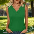thumbnail image 2 of Ecqkame Womens V Neck Ruffle Tops Summer Sleeveless Ribbed Tank Shirts Solid Color Going Out Daily Casual Blouses Green L, 2 of 6