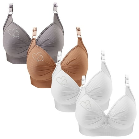 Lisbinx Bras for Women Full Coverage 4PC Woman s Printing Gathered Together Large Size Daily Bra Underwear No Rims Todays Clearance Deals Prime