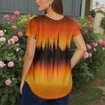 thumbnail image 5 of TQWQT Womens Plus Size Tops Fashion 4x Womens Top V Neck Criss Cross Womens Plus Size Tops Short Sleeve Ethnic Floral Print Dressy Casual Blouses Plus Size Womens Clothes Orange XL, 5 of 6