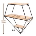 thumbnail image 5 of HONEIER 3 Tier Wall Shelves with Hook, Pentagon Wall Mounted Floating Shelves, Metal Bracket and Wood Decorative Storage Shelf for Living, Dining Room, Office, Bedrooms, 5 of 7