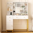 thumbnail image 4 of Bingirl White Vanity Desk with LED Lighted Mirror, Lights, and Power Outlet - 3 Lighting Colors for Bedroom, 4 of 8