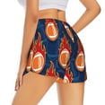 thumbnail image 2 of Uemuo American Football and Fire Flames Pattern Women's Athletic Shorts High Waisted Running Shorts with Liner Pockets Gym Elastic Workout Shorts-X-Large, 2 of 9