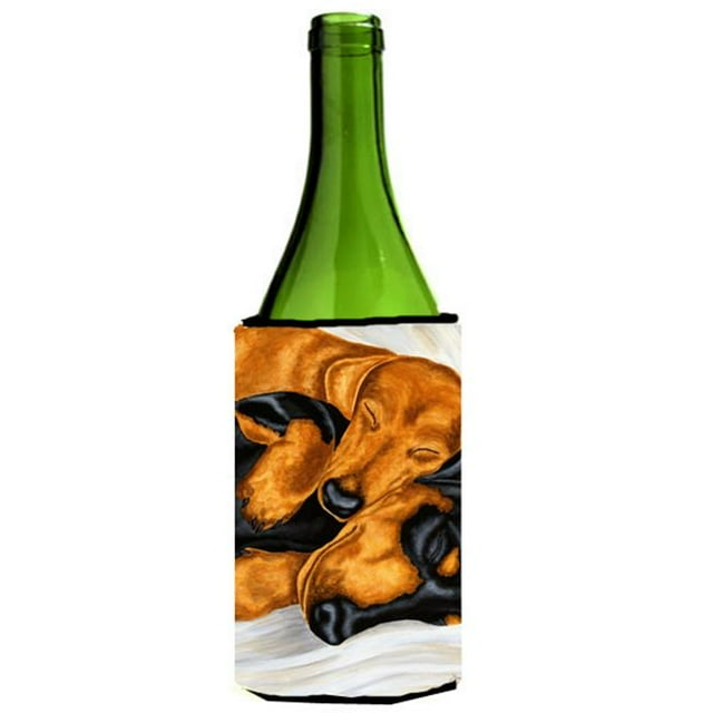 Dachshund Snuggles Wine Bottle Can cooler Hugger