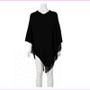 Cejon Women Wrap Back to Basics Fringe Poncho, Black