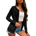 thumbnail image 6 of LETDIOSTO Lightweight Sweaters for Women Casual Button Down Crew Neck Long Sleeve Soft Drape Knit Open Front Cardigan Womens Fall Cute Outwear Tops-Black-M, 6 of 7