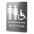 thumbnail image 4 of Braille Bathroom Sign, Business Restroom Sign Accessible Design Brushed Stainless Steel Fine Craftsmanship Slick and Rounded  for Parks, 4 of 7