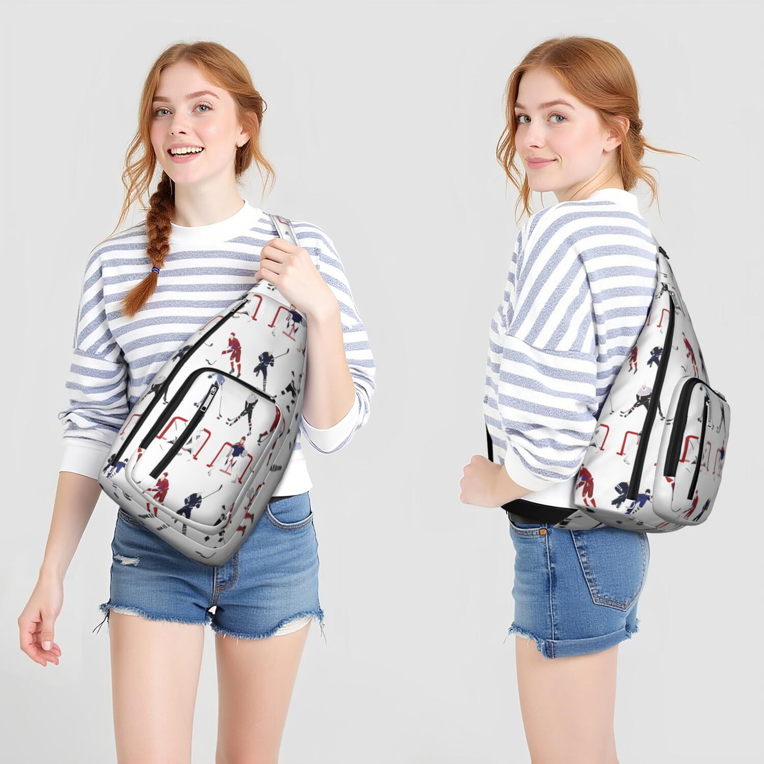 Sports Sling Backpack - Baseball, Football, Soccer, Basketball Print – Lightweight Crossbody Bag for Hiking, Gym, Travel – Athletic Gift for Sports Lovers