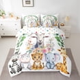 thumbnail image 2 of Feelyou Teens Farm Sheep Bedding Comforter Set 7 Pieces, Cartoon Zoo Animal Full Bedding Set, Kawaii Giraffe Zebra Reversible Fitted Sheet Flat Sheet, Lightweight Room Decor, 2 of 8