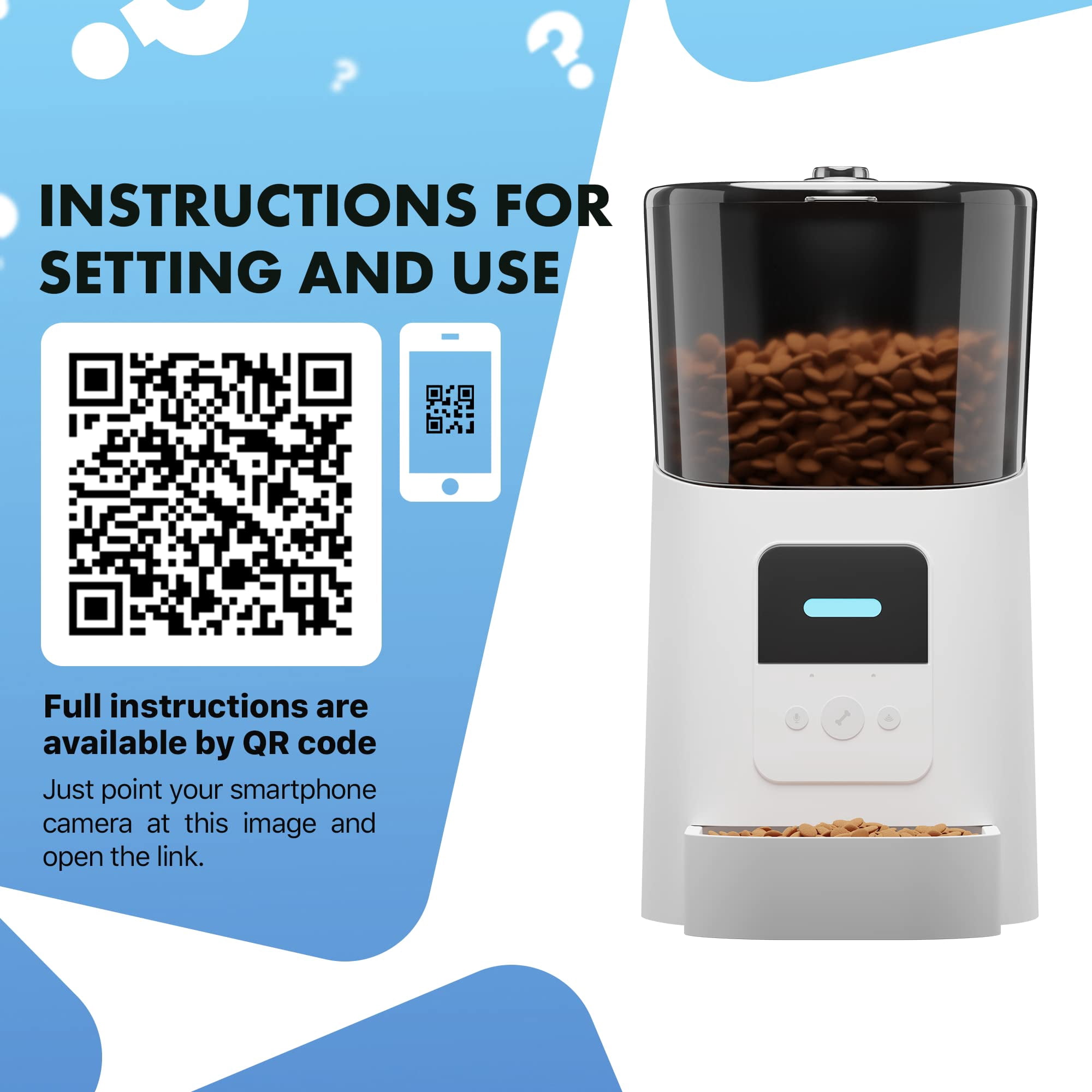 Automatic Cat Feeders with App. 6L Capacity Automatic Cat Food Dispenser with Programmable Timer, Voice Recorder. Wifi Cat Feeder Automatic. Automatic Pet Feeder for Dry Food