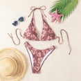 thumbnail image 6 of Swimming Suits for Women, Bathing Suit for Women 2 Piece, 2 Piece Swimsuit for Women, Women's 2 Piece Swimsuit Floral Halter Triangle Bikini Sets Cheeky High Waisted Bathing Suit, Coffee XL, 6 of 7