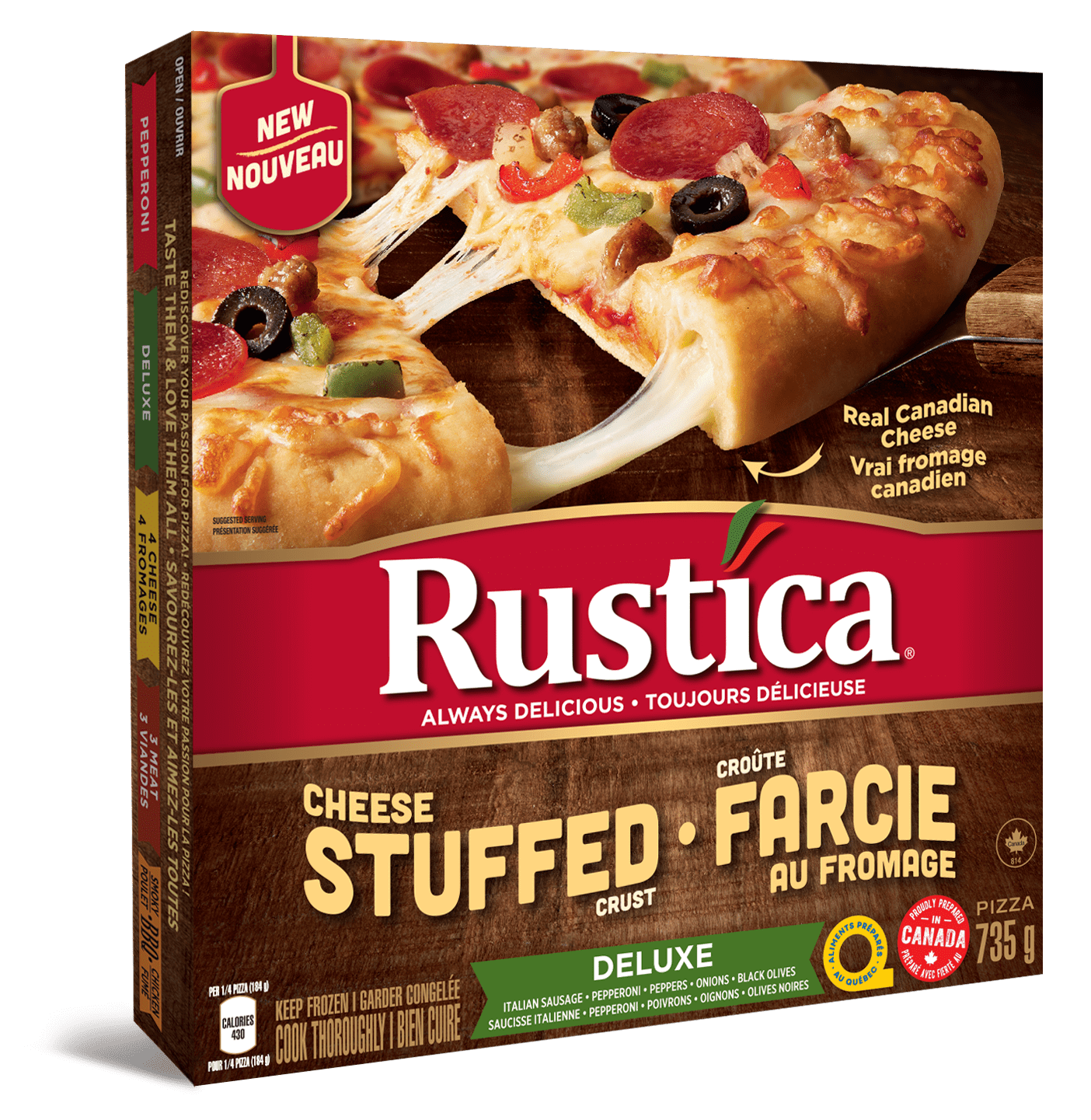 Rustica Stuffed Crust Pizza Deluxe 735 G Frozen, RUSTICA STUFFED CRUST DELUXE PIZZA