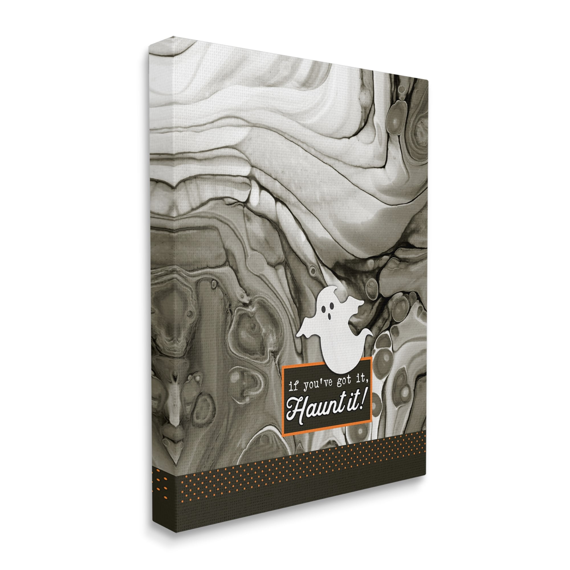 Haunt It Witty Ghost Saying Marbled Pattern Background Fairy Tales & Fantasy Graphic Art Gallery-Wrapped Canvas Print Wall Art