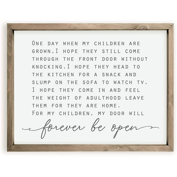 My Door Will Forever Be Open Framed Rustic Framed Wood Farmhouse Wall Sign 12x15