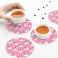 thumbnail image 4 of Leather Coasters with Heat-resistant for Drinks, Pink Cartoon Cute Horse Rainbow -标题2 Round Shape, 4 of 5