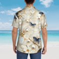 thumbnail image 4 of Balery Elegant Butterflies And Pearls Camisas hawaianas de manga corta para hombre, camisas playeras de corte holgado, camisas de vacaciones con botones,Medium, 4 of 7