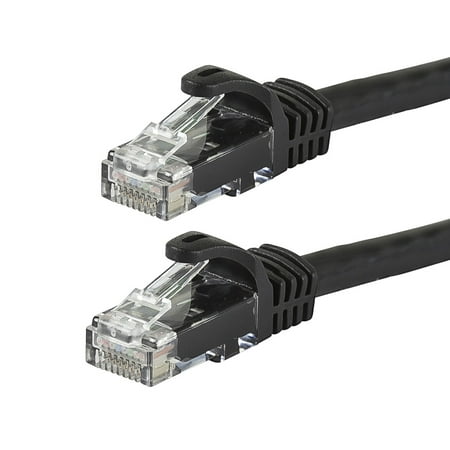 - Monoprice Flexboot Cat5e Ethernet Patch Cable - Network Internet Cord - RJ45, Stranded, 350Mhz, UTP, Pure Bare Copper Wire, 24AWG, 25ft, Black