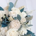 thumbnail image 4 of Nvzi 9 inches Creamy White Cascading Bride Bouquet Waterfall Wedding Flower, Rose Hydrangea Bride Bouquet with Eucalyptus for Centerpiece, Party and Wedding Ceremony Anniversary (Bridal Bouquet), 4 of 4