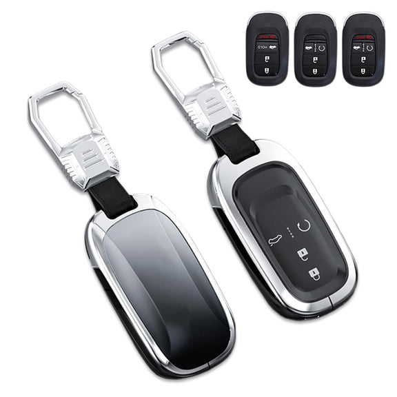Zinc Alloy Gradient Glass Back Cover Key Fob Case Holder Protector Shell with Keychain Compatible for Honda Civic Accord Pilot CR-V HR-V 2022-2023
