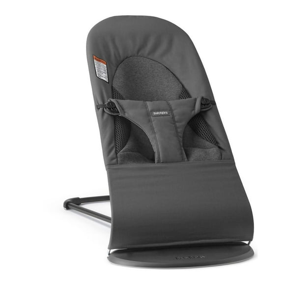 BabyBjorn Bouncer Balance in Soft Woven Fabric - Dark Grey on Black Frame