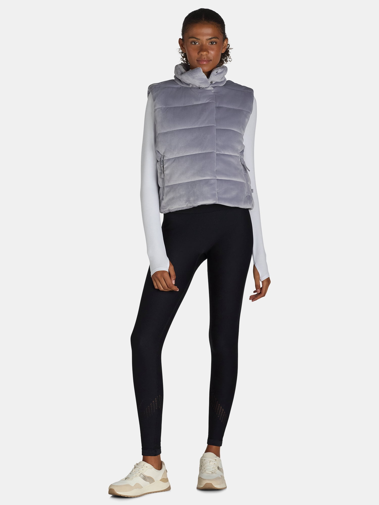 Avia Women's Ribbed Velour Puffer Vest, Sizes XS-XXXL