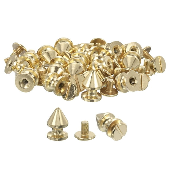 20Sets Cone Spike Stud Rivet, 8x12mm Screw Back Tree Studs and Spikes for Leather Craft(Gold)