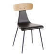 thumbnail image 2 of Elio Contemporary Chair in Grey Metal, Black Faux Leather and Natural Wood by LumiSource - Set of 2, 2 of 8