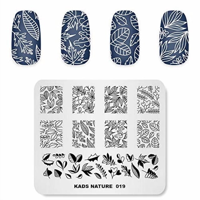 Rolabling Nail Art Stamping Plates Plantillas de estampado de hojas Plantilla de placa de uñas Plantilla de placa de imagen Herramienta de uñas (NA019)