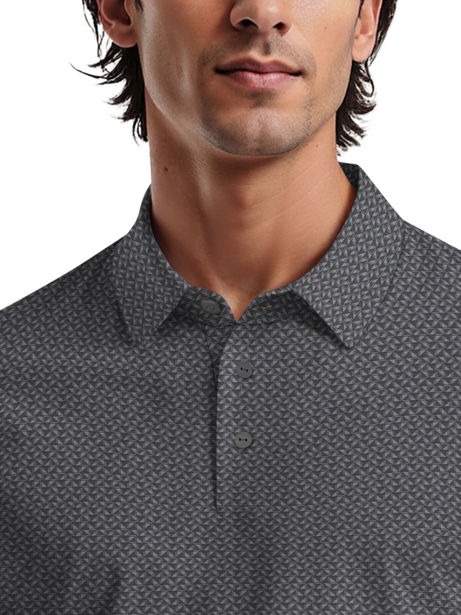 Ben Hogan Men's & Big Men's Performance Mini Geometric Print Short Sleeve Golf Polo Shirt, Sizes S-5XL