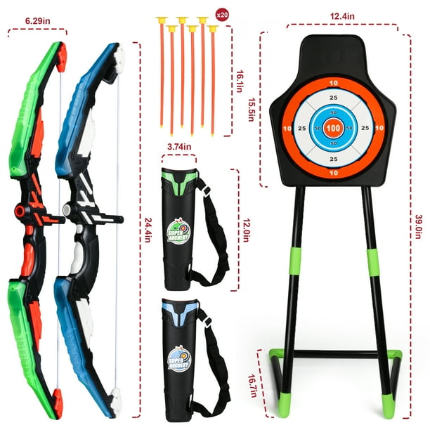 Hot Bee Kids Archery Play Set: 2 Bows, 20 Arrows, 2 Quivers