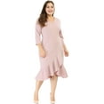 thumbnail image 1 of Vestido Midi Con Volantes Cuello V De Cóctel TalGrande PaMujer Ro4XL, 1 of 6