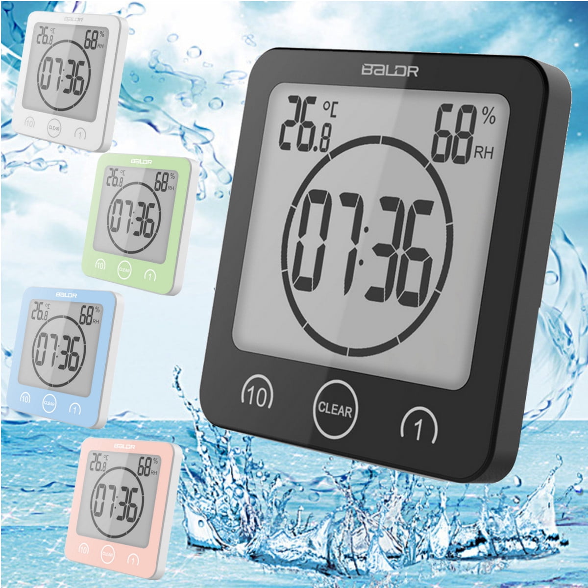 Digital Shower Clock Waterproof Shower Clock Suction Cup Countdown