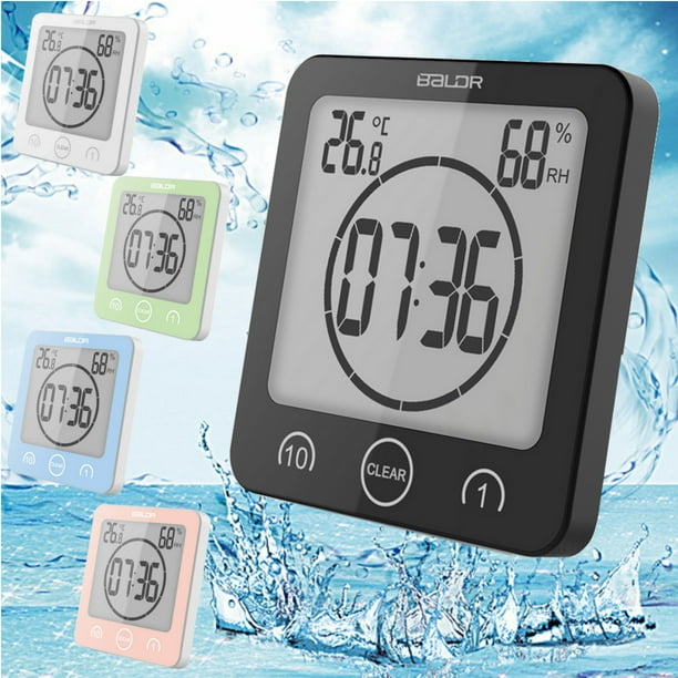 Waterproof LCD Shower Clock Strong Bath Suction Wall Humidity