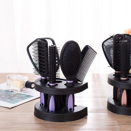 OFFIGAM 5pcs Durable Hair Comb and Mirror Styling Tools for Home and Salon Use Purple Hairbrush Accessories