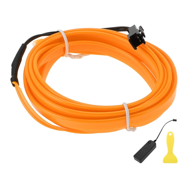 Cuerda de luz LED EL de 2m Unique Bargains, tira de luz de neón flexible para iluminación interior de automóviles, caja de batería (3V) amarilla