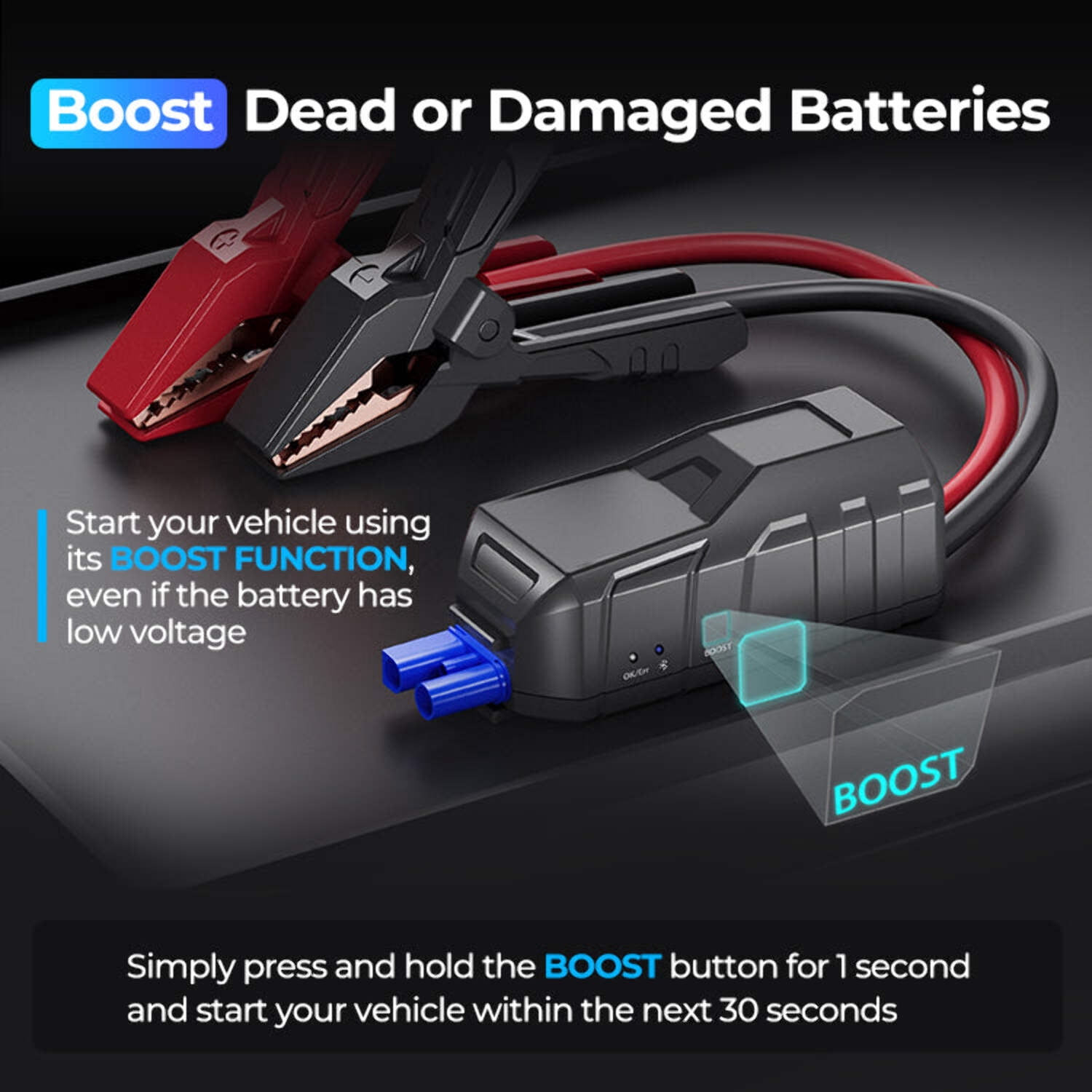 Topdon V2200Plus - 2-in-1 2200 Peak Amp Jump Starter & Battery/System Tester