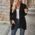 thumbnail image 2 of Qwertyu Womens Long Cardigan Lightweight Sweater Open Front Long Sleeve Cardigans with Pockets 2025 Black 2XL, 2 of 7