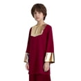 thumbnail image 2 of Hansber Kids Boys Praise Dance Top Long Sleeve Metallic Back Zipper Choir Church Worship Dance Stage Performance Tunic Top Burgundy 12, 2 of 6