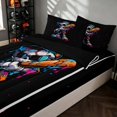 thumbnail image 2 of Manfei Baseball Zipper Full Size Comforter Sets with Fitted Sheet and 2 Pillowcases, Sport Gaming Zipper Bedding Set, MultiColor Black, 2 of 7