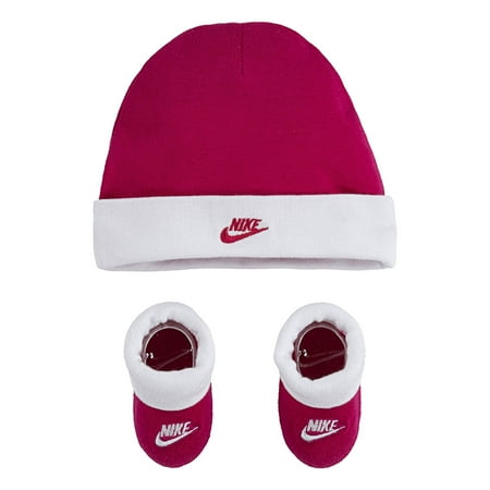 Nike 2Pc Nike Hat Bootie Baby Girls Clothing Set Size 0/6M, Color: White/Berry