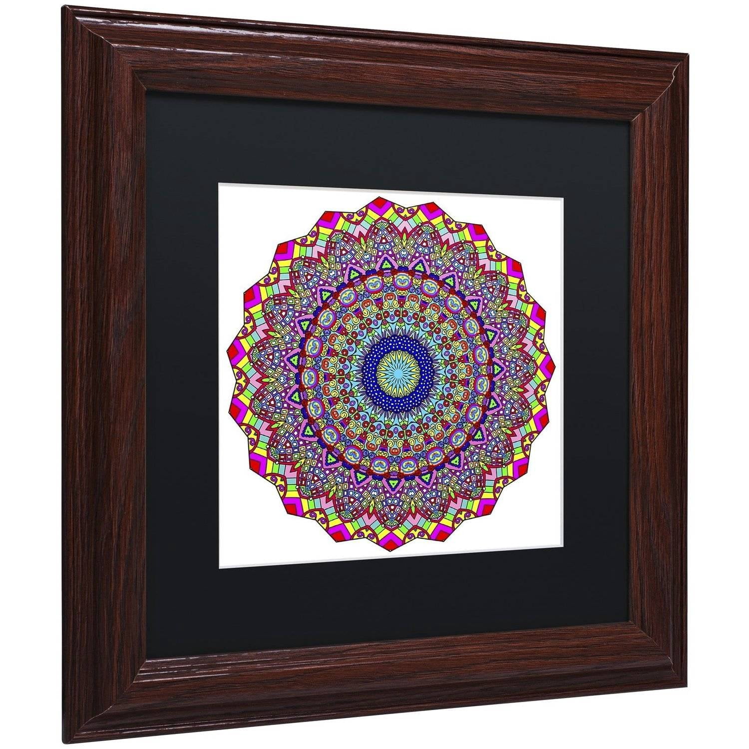 Trademark Fine Art "Kisses Mandala in Red" Canvas Art by Kathy G. Ahrens, Black Matte, Wood Frame