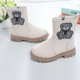 thumbnail image 4 of Cethrio Big Girls Winter Booties Size 2(Big Kids), Non-slip Zipper Thermal School Winter Shoes Beige, 4 of 7
