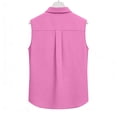 thumbnail image 7 of VEKDONE Womens Plus Size Tank Tops Summer Button Down Lapel Linen Tanks Solid Color Loose Fit Lightweight Shirts Summer Beach Vacation Tank Tops Hot Pink XXXXL, 7 of 7