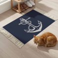 thumbnail image 5 of Area Rug with Tassels 2' x 3', Nautical Anchor Navy Blue Kitchen Runner Rug for Hallway Bedroom Throw Rugs, Ocean Coastal Style Soft Door Mat for Bathroom Entrance Living Room, 5 of 9