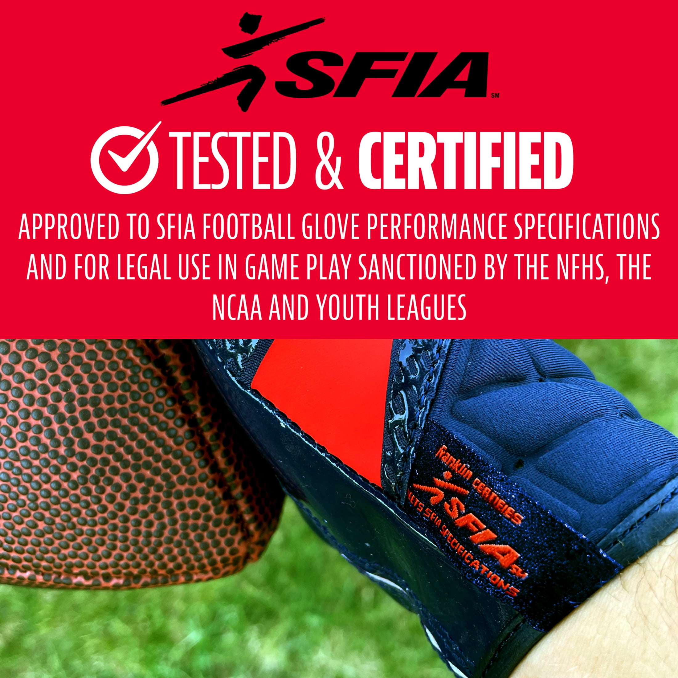 Franklin Sports Hi-Tack Premium Football Receiver Gloves - Navy/Red - Youth Large
