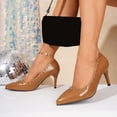 thumbnail image 4 of Xdegoge High Heels for Women Closed Toe Pointed Pumps Metallic Rivet Studded Stiletto Heels Elegant Slip On Dressy Party Wedding Shoes, 4 of 9