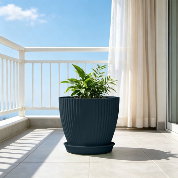 Army Green Thickened Plastic Plant Pot with Drainage Tray, Indoor Outdoor Flower Planter for Succulents Houseplants, 4.3x3.9 Inch